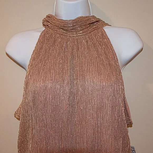 New with Tags Nine West Metallic Pink Halter top Size Med - Picture 2 of 4